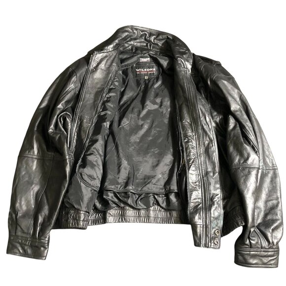 Wilsons Men Leather Bomber Jacket Size XXLT Black Thinsulate Full Zip Moto Biker - Picture 3 of 16